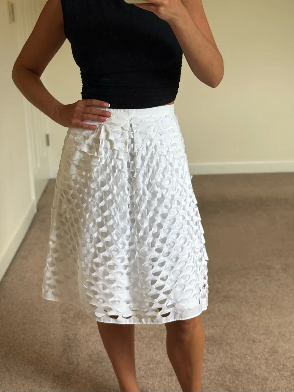 Jcrew funky eyelet cutout white skirt size 2p - Picture 3 of 11